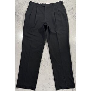 VTG 90s Dress Pants Mens 38x32 Black Pleated Straight Leg Uniform Trousers